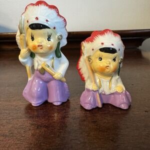 Vintage Native American Children Figurines Japan